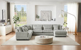 Sectional Sofa Oversized U Shaped Corduroy Fabric Gray - Furniture Home Direct