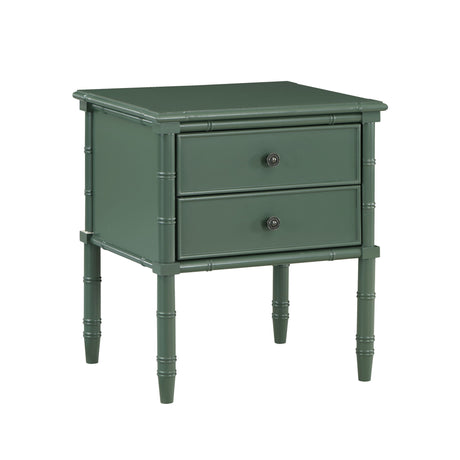 2-Drawer Nightstand, Carved Wooden Legs, Earthy Finish