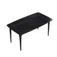 63" Artificial Stone Black Curved Black Metal Leg Dining Table, 6 People - Black - Furniture Home Direct