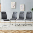 Dining Chairs Modern Faux Leather With Chrome Legs Gray - Furniture Home Direct
