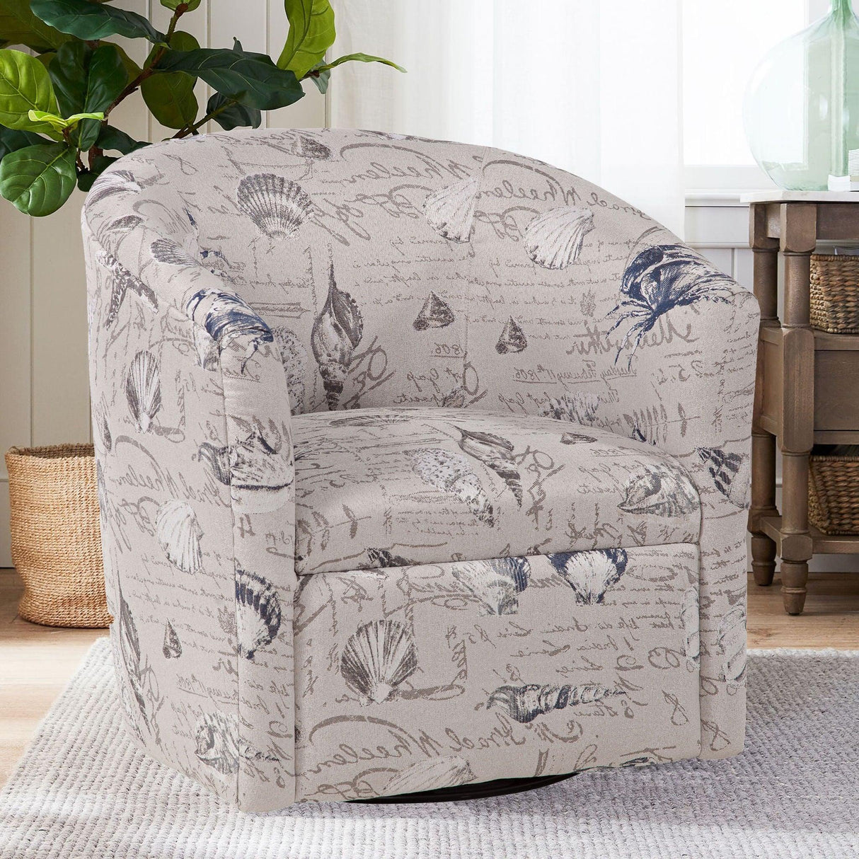 Boardwalk - Swivel Accent Chair Polyester Fabric - Gray - Furniture Home Direct