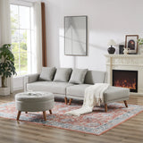 107 Inch Contemporary Sofa With Round Storage Ottoman Grey - Furniture Home Direct