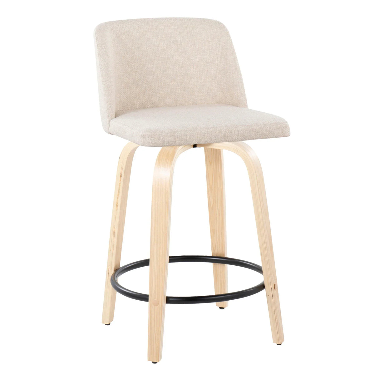 Toriano - Contemporary, Fixed Height Counter Stool With Swivel And Round Footrest (Set of 2) - Furniture Home Direct