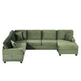 Upholstered U-Shaped Sectional Sofa With Movable Ottoman And Side Storage Pockets - Furniture Home Direct