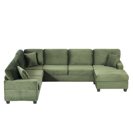 Upholstered U-Shaped Sectional Sofa With Movable Ottoman And Side Storage Pockets - Furniture Home Direct