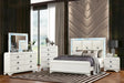 Bedroom Set Modern Upholstered Bed Dresser Mirror White - Furniture Home Direct