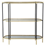 3 Tier Metal Console Table, Mirrored Shelf - Golden Black - Furniture Home Direct