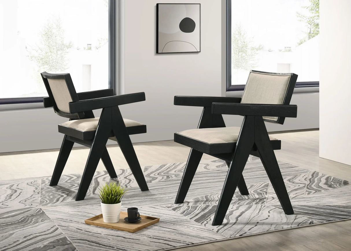 Jasper - 3 Piece Arm Chairs And SIde Table (Set of 3) - Ebony Black - Furniture Home Direct