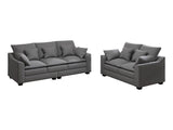 2 Piece Living Room Set Including Sofa and Love seat with Pillows - Grey - Furniture Home Direct