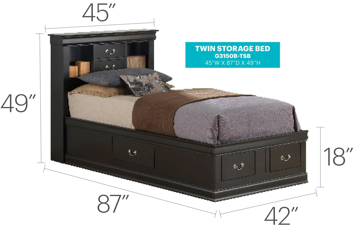 Louis Phillipe - Bookcase Storage Bed - Furniture Home Direct