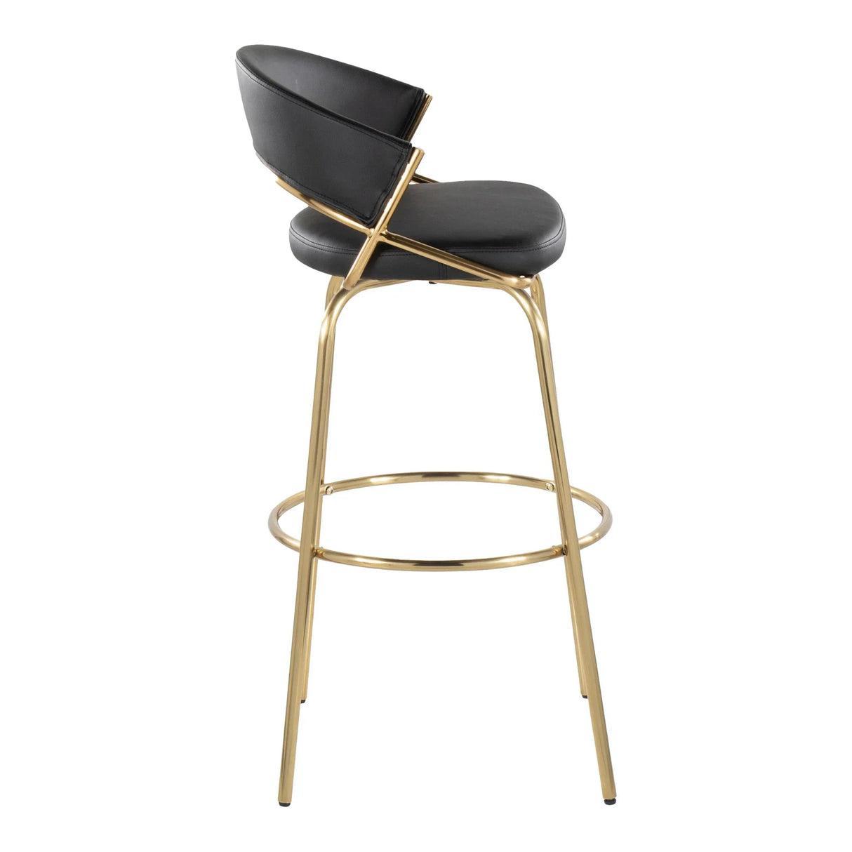 Jie - Fixed Height Contemporary Barstool With Swivel With Round Footrest (Set of 2) - Furniture Home Direct