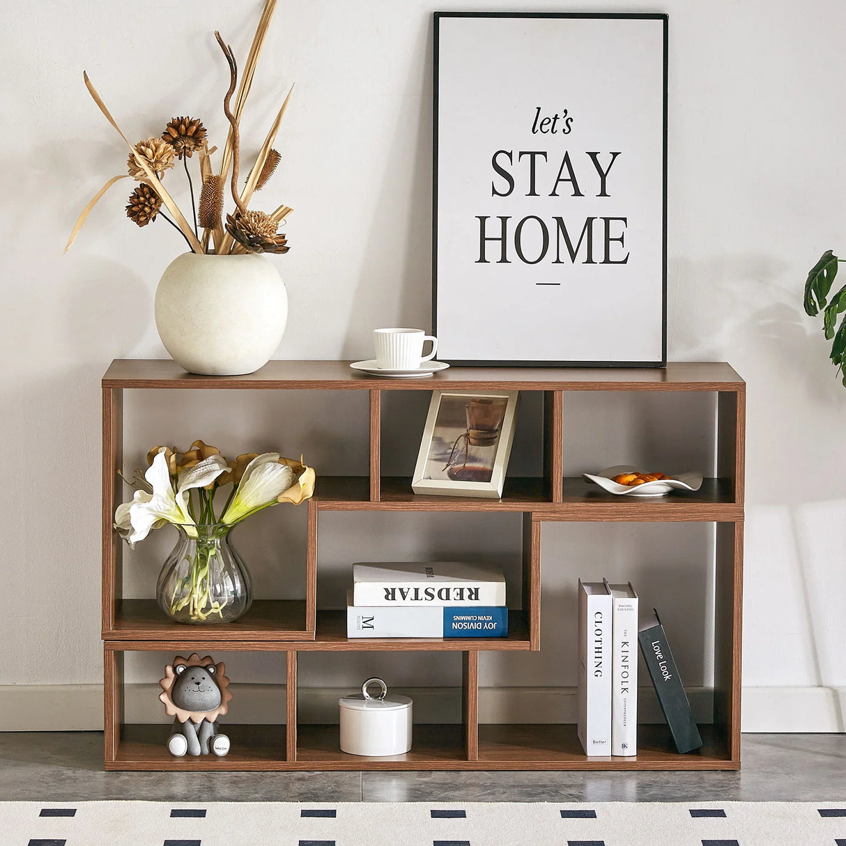 Minimalist Cube TV Stand With Adjustable Open Storage Shelves - Furniture Home Direct
