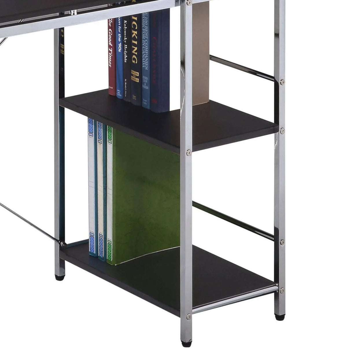 Elvis - Writing Desk With Shelves - Black / Chrome - Furniture Home Direct