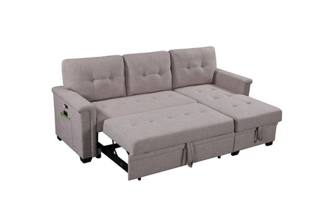 Nathan - Reversible Sleeper Sectional Sofa With Storage Chaise, USB Charging Ports And Pocket - Furniture Home Direct