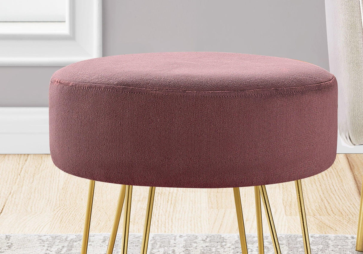 Ottoman, Pouf, Footrest, Foot Stool, Round Gold Metal Legs, Contemporary, Modern - Furniture Home Direct