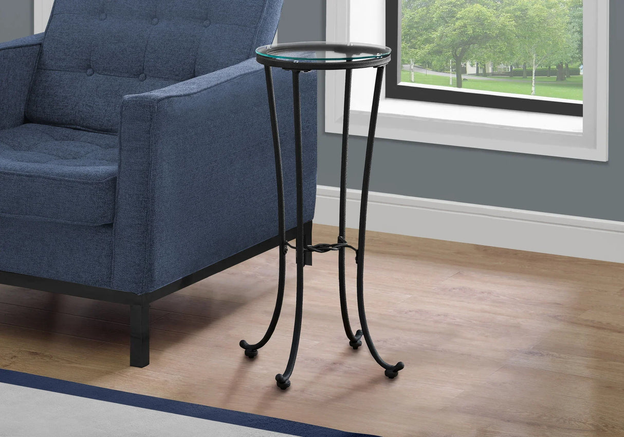 Accent Side Table, Plant Stand, Round, Contemporary & Modern - Black - Furniture Home Direct