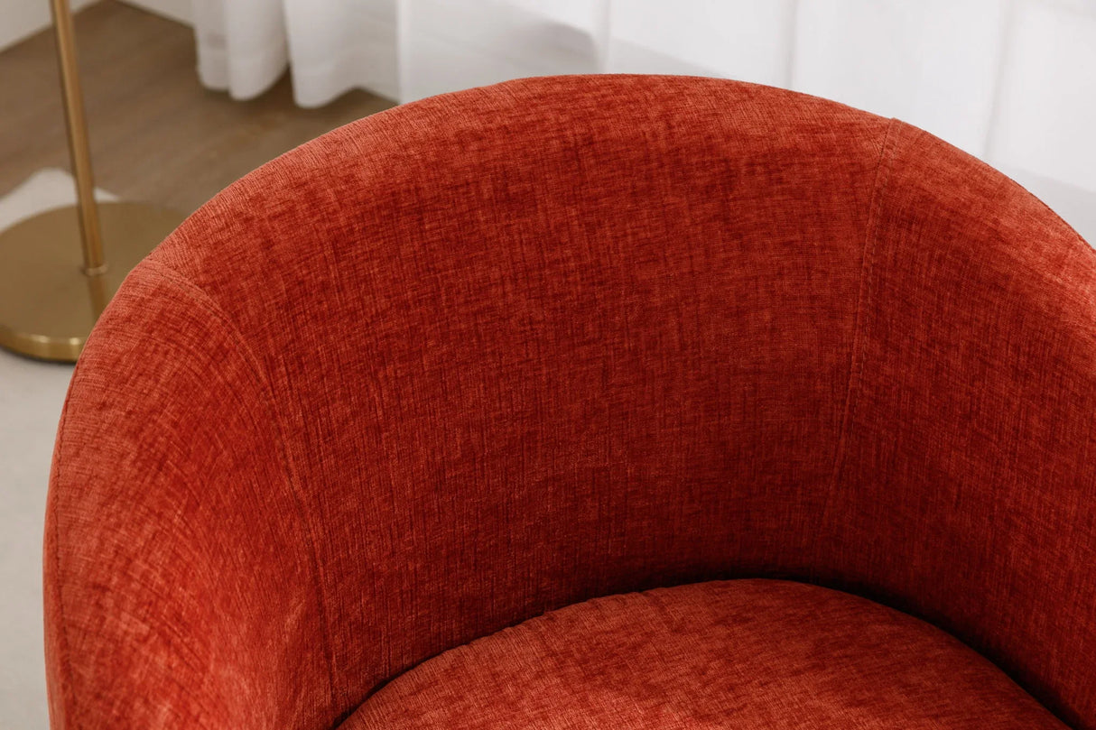 Chenille Fabric Swivel Accent Armchair Barrel Chair With Powder Coating Metal Ring - Furniture Home Direct