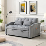 Modern Velvet Loveseat Futon Sofa With Pullout Bed, Adjustable Reclining Backrest, Toss Pillows - Furniture Home Direct
