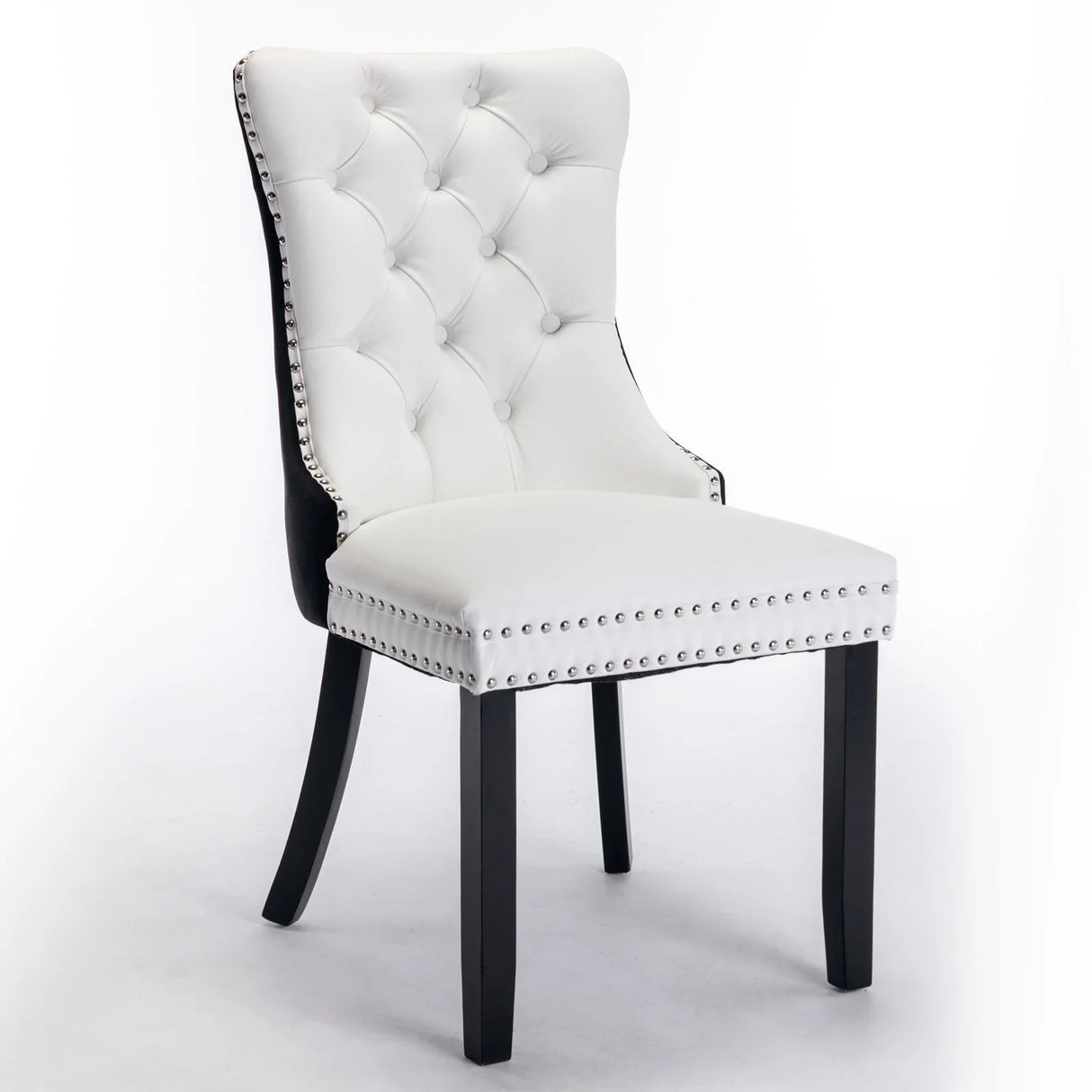 Nikki - Modern, High-End Tufted Solid Wood Contemporary PU And Velvet Upholstered Dining Chair With Wood Legs Nailhead Trim (Set of 2) - Furniture Home Direct