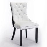 Nikki - Modern, High-End Tufted Solid Wood Contemporary PU And Velvet Upholstered Dining Chair With Wood Legs Nailhead Trim (Set of 2) - Furniture Home Direct