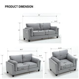 Modern 3 Piece Living Room Set - Gray - Furniture Home Direct