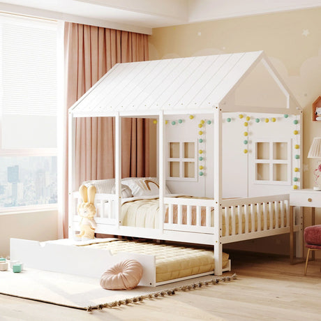 House Bed With Twin Size Trundle, Daybed - Furniture Home Direct