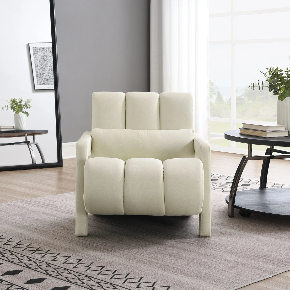 Modern Upholstered Accent Chair, Comfortable Linen Fabric With A Pillow For Living Room - Furniture Home Direct