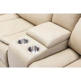 Sectional Sofa Leather Power Reclining With USB Port Cream - Furniture Home Direct