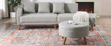107 Inch Contemporary Sofa With Round Storage Ottoman Grey - Furniture Home Direct