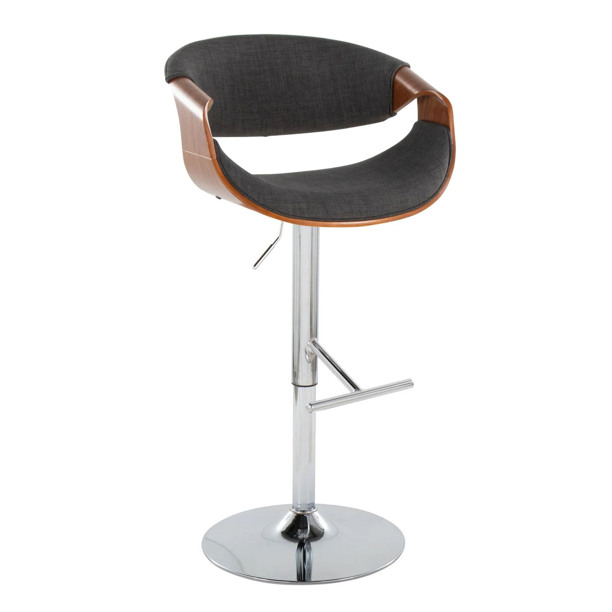 Curvo - Mid Century Modern Adjustable Barstool With Swivel With Straight T Footrest - Furniture Home Direct