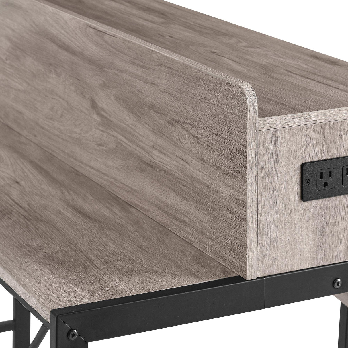 Console Table Set With LED Light Power Outlet Grey - Furniture Home Direct