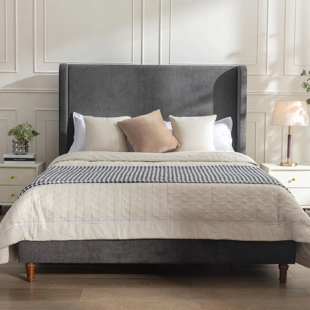 Harper - Tall Headboard Upholstered Bed - Furniture Home Direct