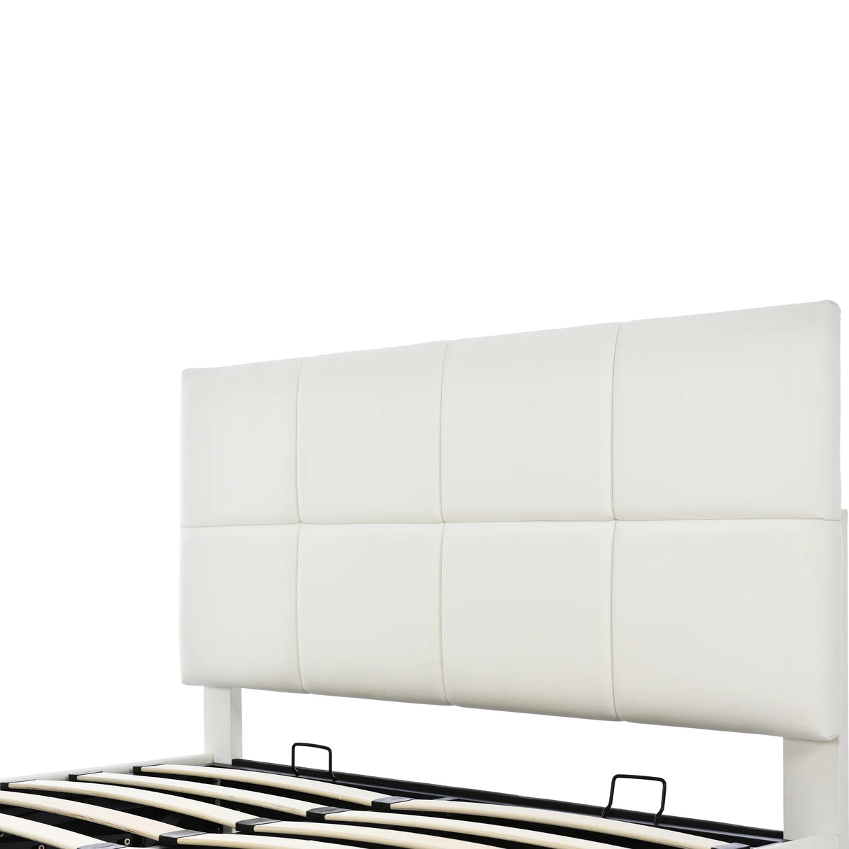 Platform Bed Tufted Upholstered Hydraulic Storage White - Furniture Home Direct