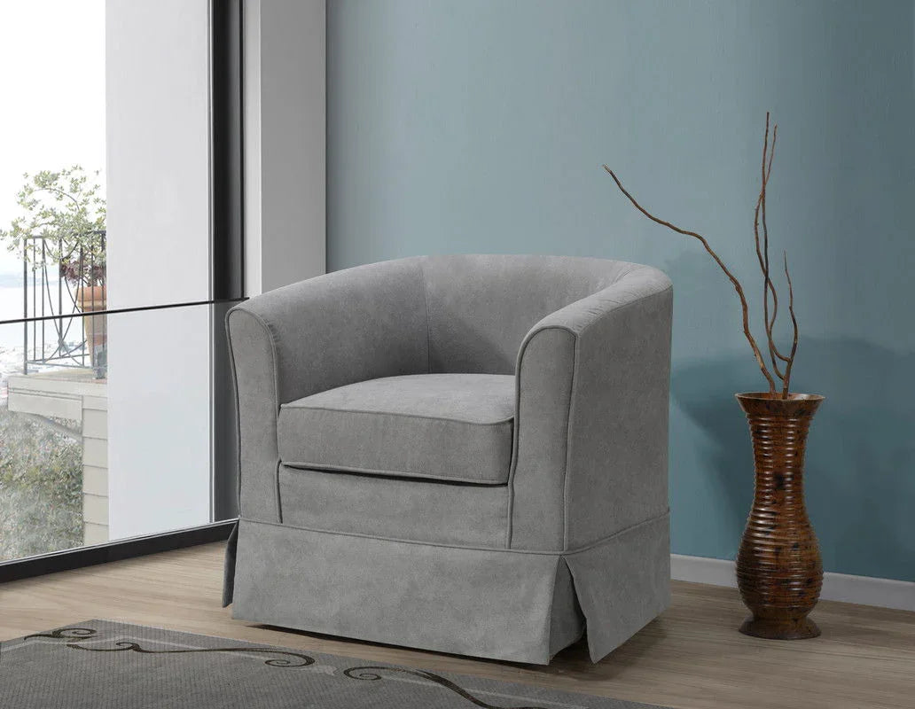 Tucker - Woven Fabric Swivel Barrel Chair - Furniture Home Direct