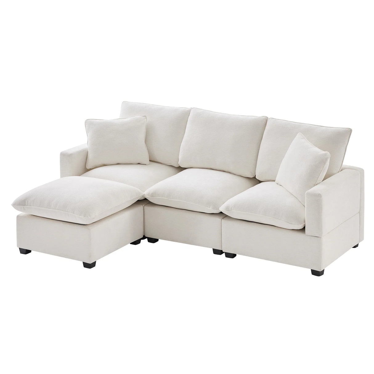 Modern Modular Sofa, 4 Seat Chenille Sectional Couch Set With 2 Pillows Included, Freely Combinable Indoor Funiture For Living Room - Furniture Home Direct
