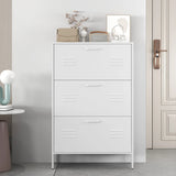 Modern Shoe Storage Cabinet With 3 Flip Drawers And Metal Frame For Entryway - Brushed Nickel - Furniture Home Direct