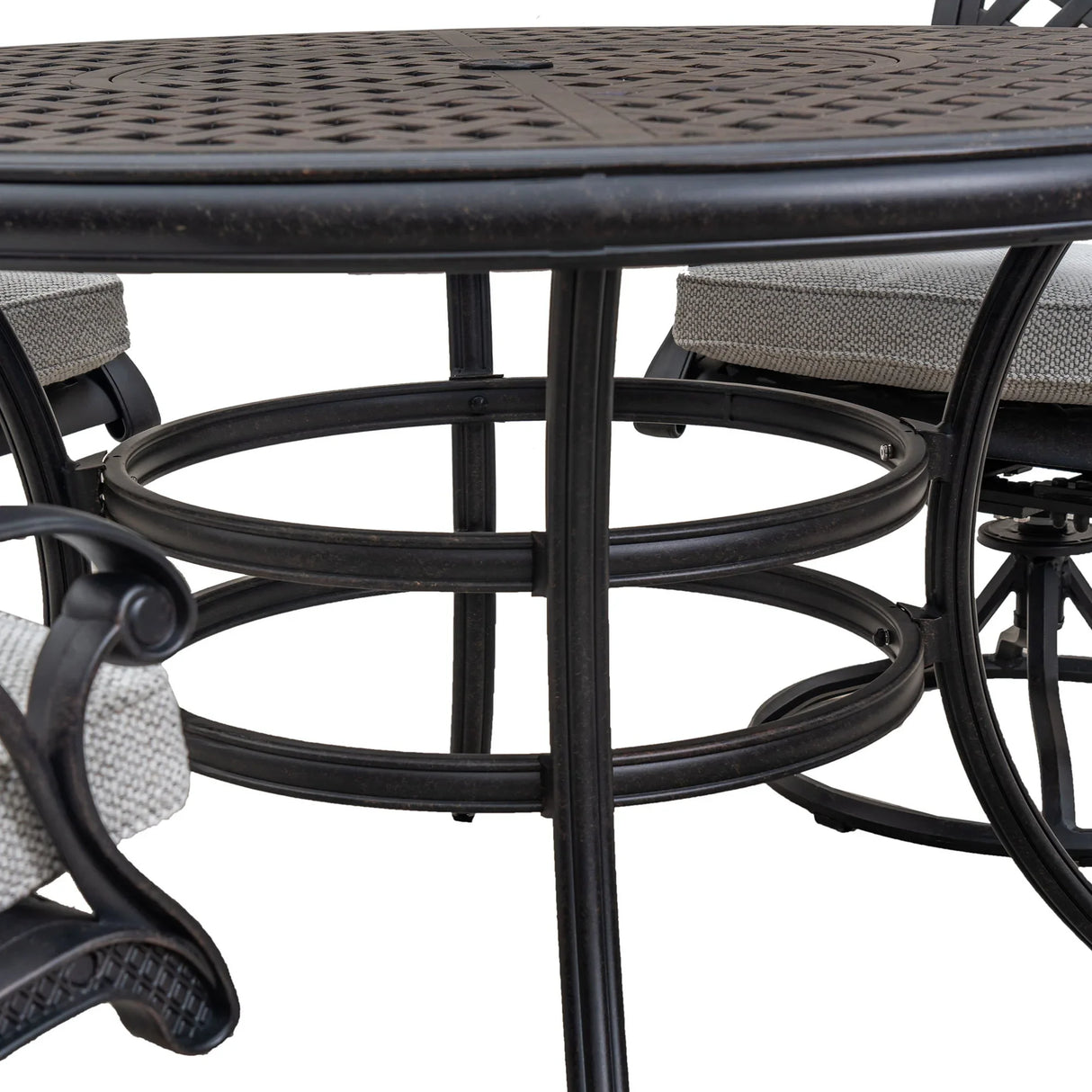 Stylish Outdoor 5 Piece Aluminum Dining Set With Cushion, Swivel And Rocking Chairs - Sandstorm - Furniture Home Direct