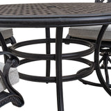 Stylish Outdoor 5 Piece Aluminum Dining Set With Cushion, Swivel And Rocking Chairs - Sandstorm - Furniture Home Direct