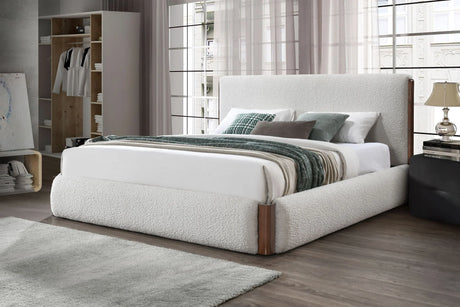 Sandro - Eastern King Bed Boucle - Walnut / White - Furniture Home Direct