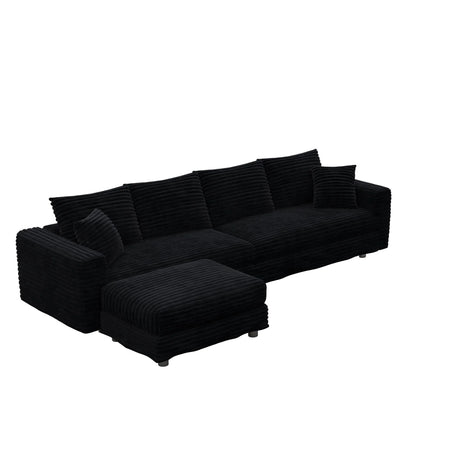 Deep Seat Convertible Sofa With Soft Pillows And Ottomans - Furniture Home Direct
