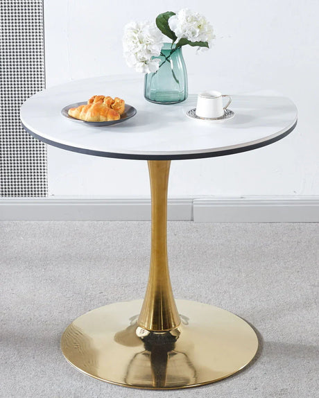 Tulip Table Mid-Century Dining Table With Round MDF Table Top, Pedestal Dining Table, End Table Leisure Coffee Table - Furniture Home Direct