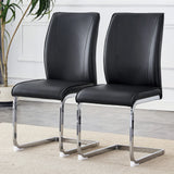 Dining Chair Set Modern Chrome Base PU Leather Black - Furniture Home Direct