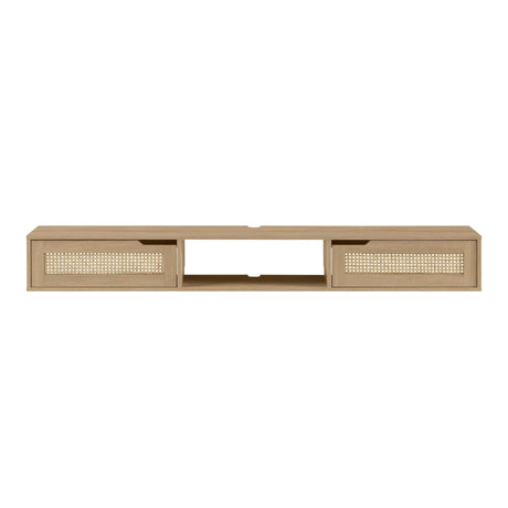 Modern Rattan Door Floating TV Stand For TVs Up To 80" - Furniture Home Direct
