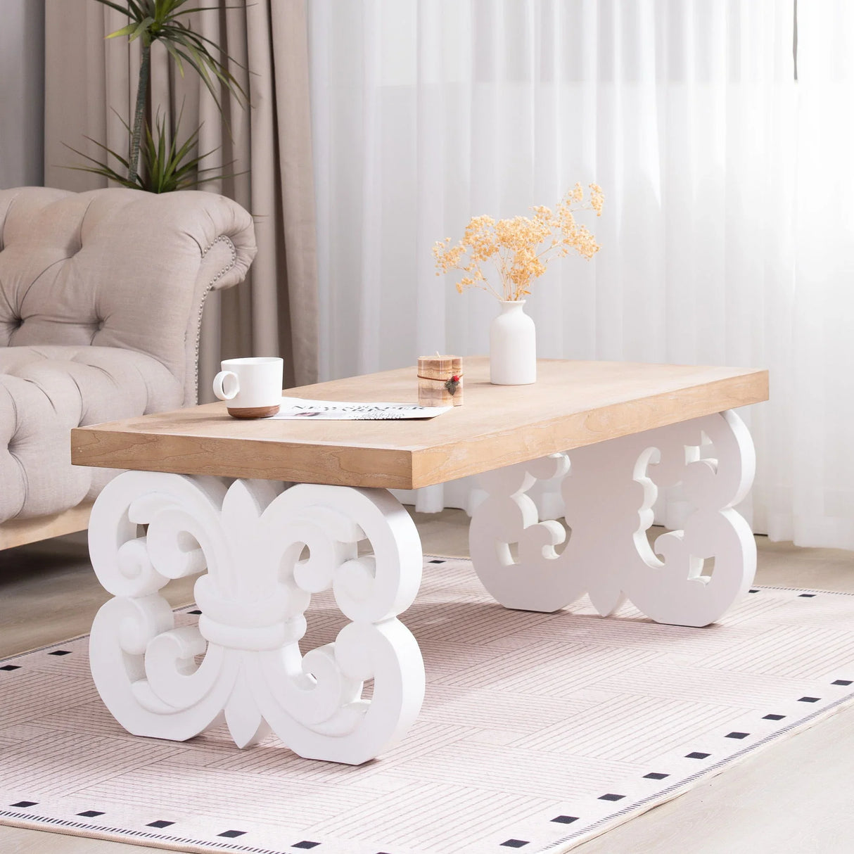 Ornate Scroll Base Coffee Table - Furniture Home Direct