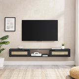 Modern Rattan Door Floating TV Stand For TVs Up To 80" - Furniture Home Direct