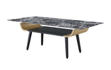 Landon - Coffee Table With Glass Marble Texture Top And Bent Wood Design - Furniture Home Direct