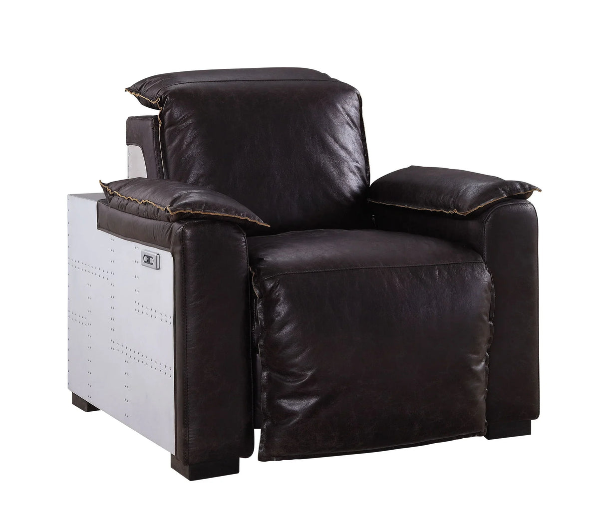 Misezon - Top Grain Leather Power Motion Recliner - Dark Brown - Furniture Home Direct