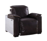 Misezon - Top Grain Leather Power Motion Recliner - Dark Brown - Furniture Home Direct