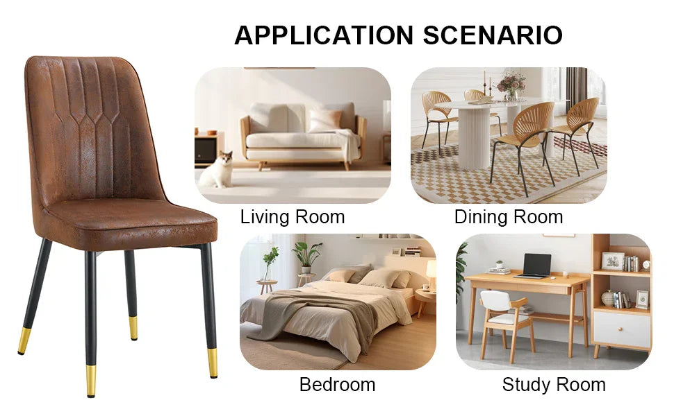 Set Of 8 Brown Faux Suede Velvet Dining Chair Set - Brown - Furniture Home Direct