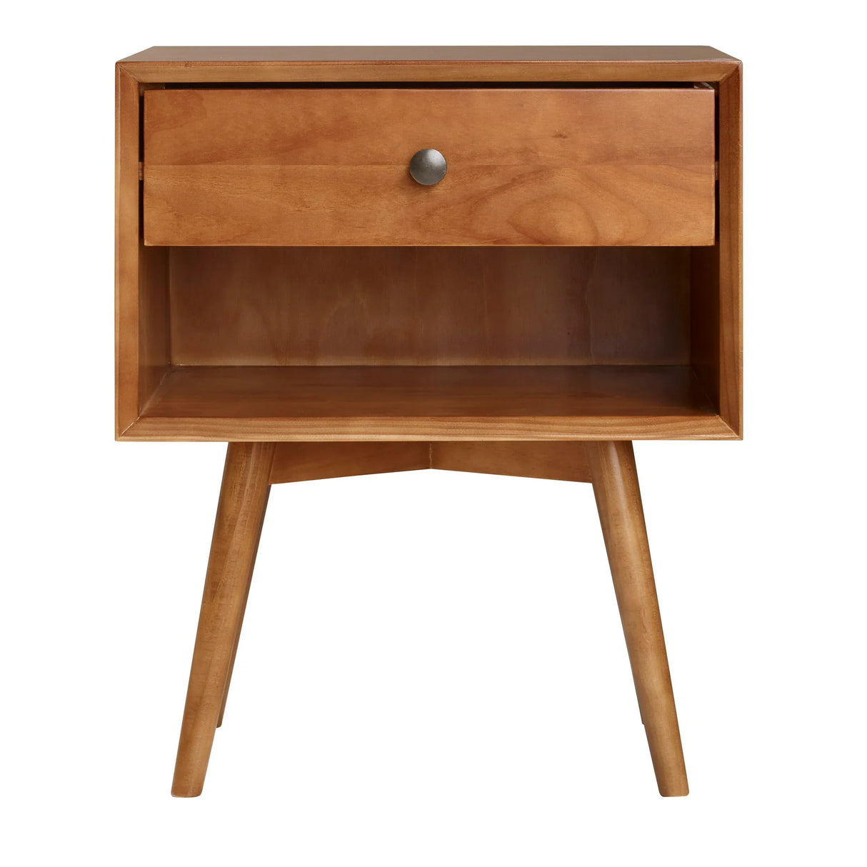 Mid-Century Modern Single Drawer Solid Wood Nightstand - Furniture Home Direct
